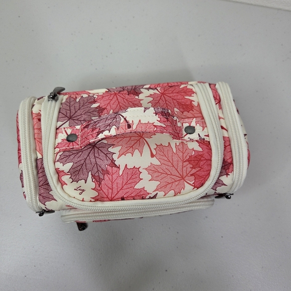 Lug Mini Trolley Pink and Cream Leaf Pattern Women's Cosmetic Makeup Bag - Picture 5 of 16